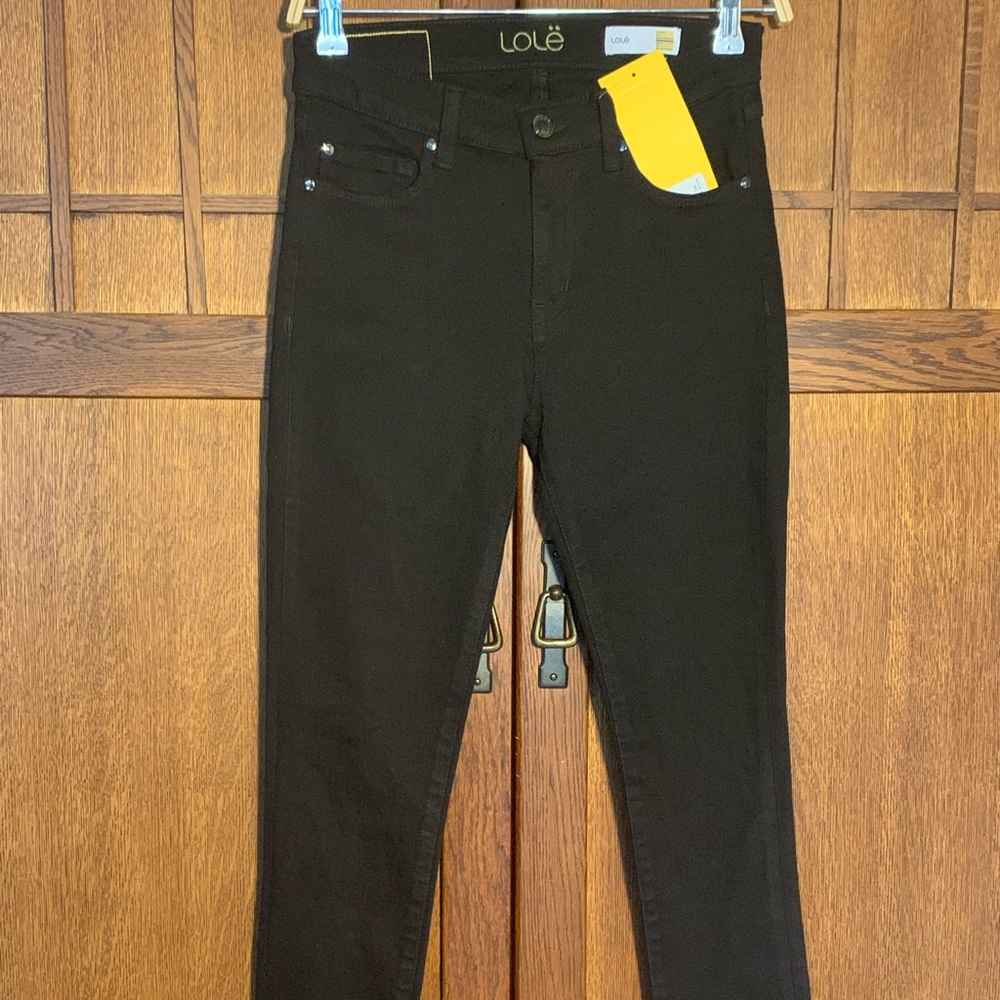 Lolë charcoal black skinny jeans.
